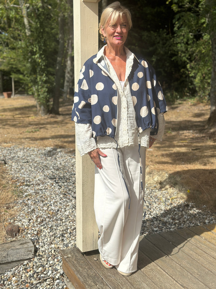 Polka Dot Zip Jacket | Navy