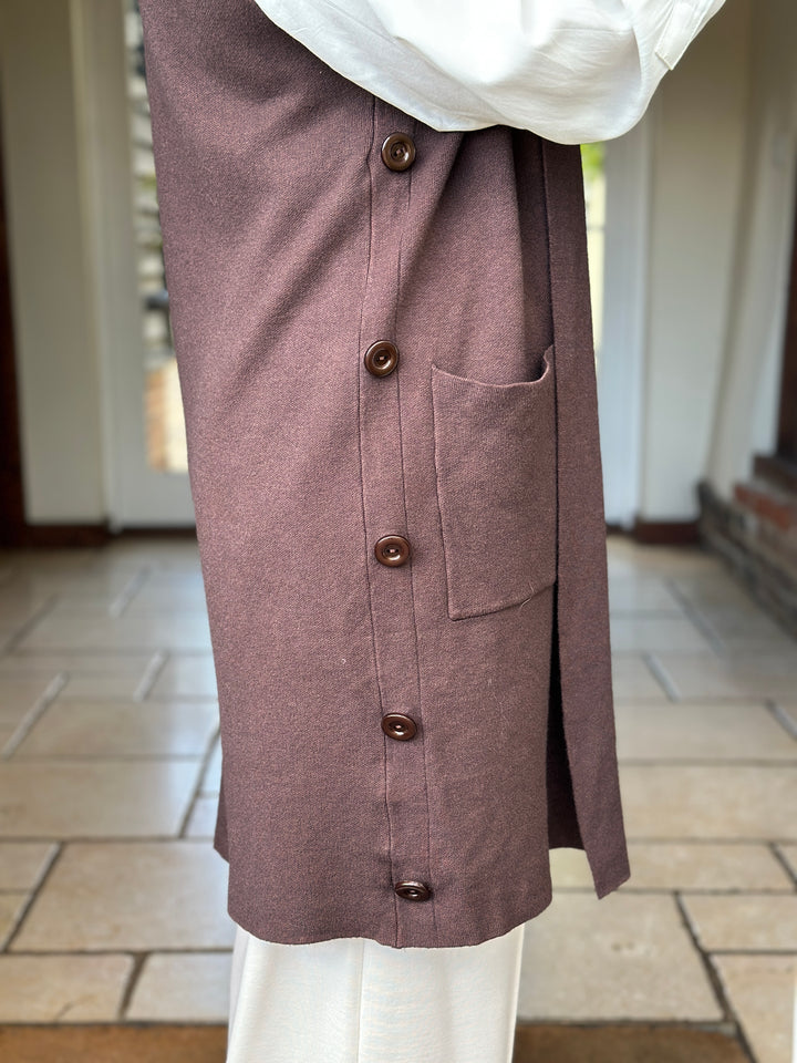 Button Pocket Gilet | Chocolate Brown