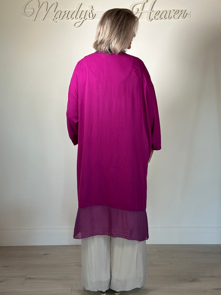 Silk Crossover Tunic | Magenta