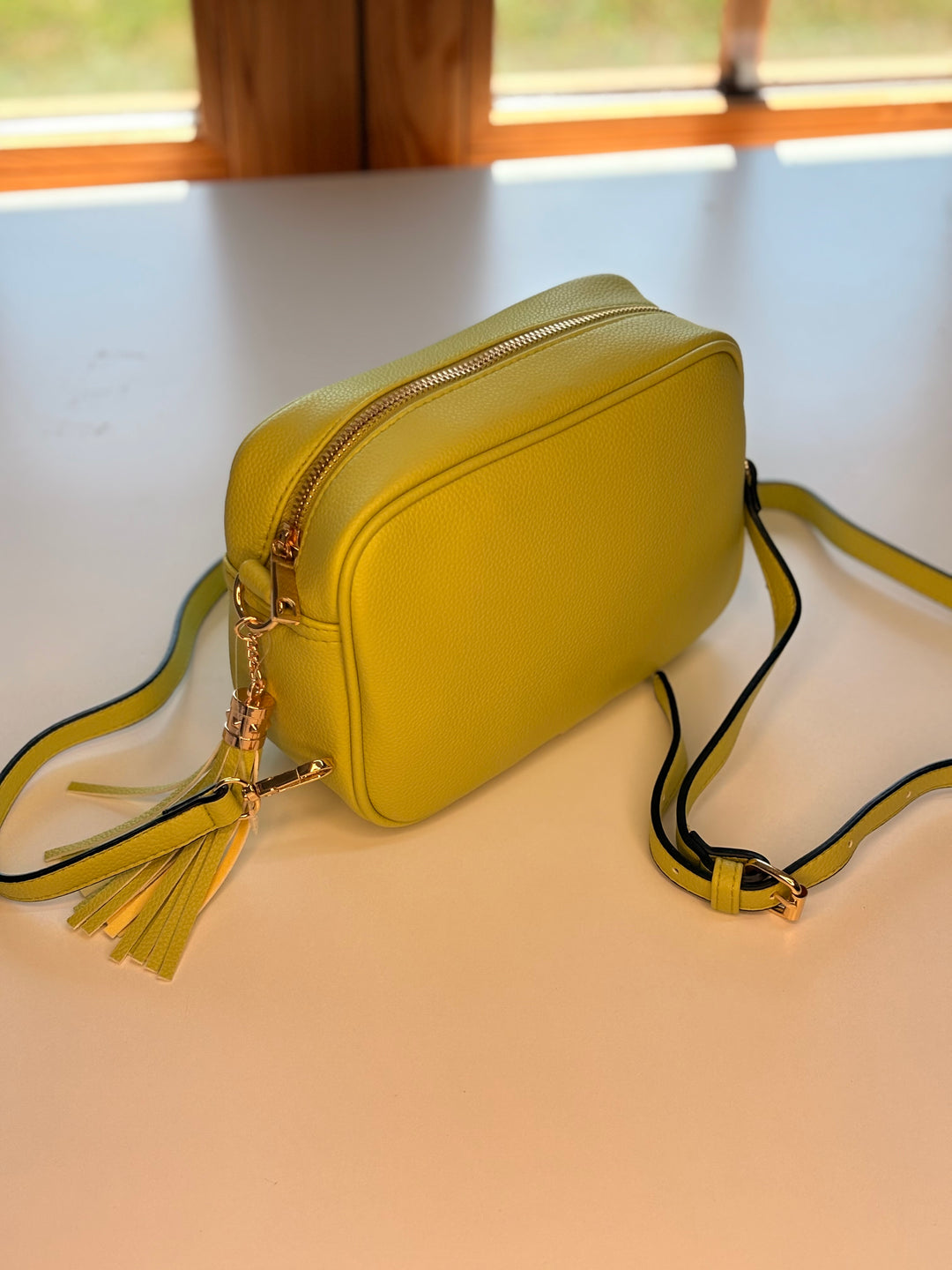 Faux Leather Cross Body Bag | Lime