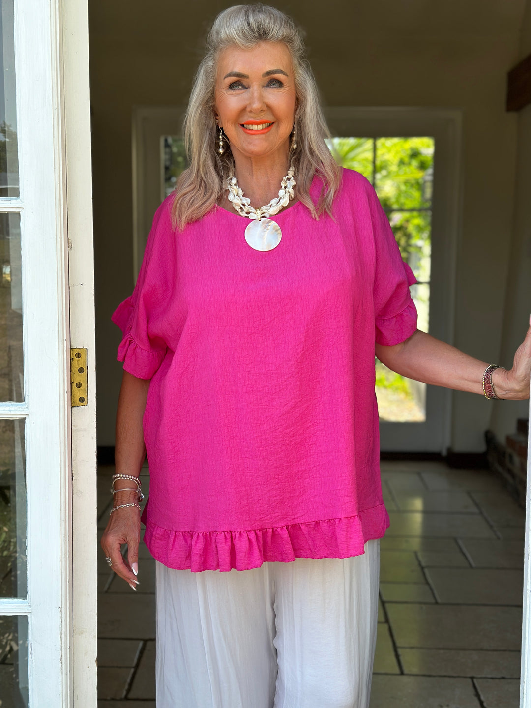 Rosie Ruffle Top | Fuchsia
