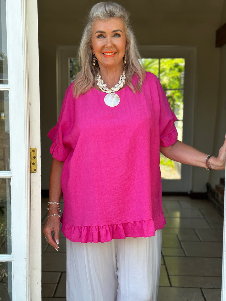 Rosie Ruffle Top | Fuchsia