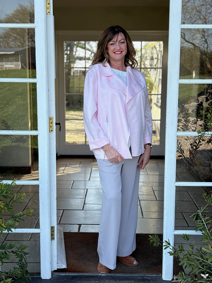 Soft Feel Lightweight Biker Jacket | Rose Pink