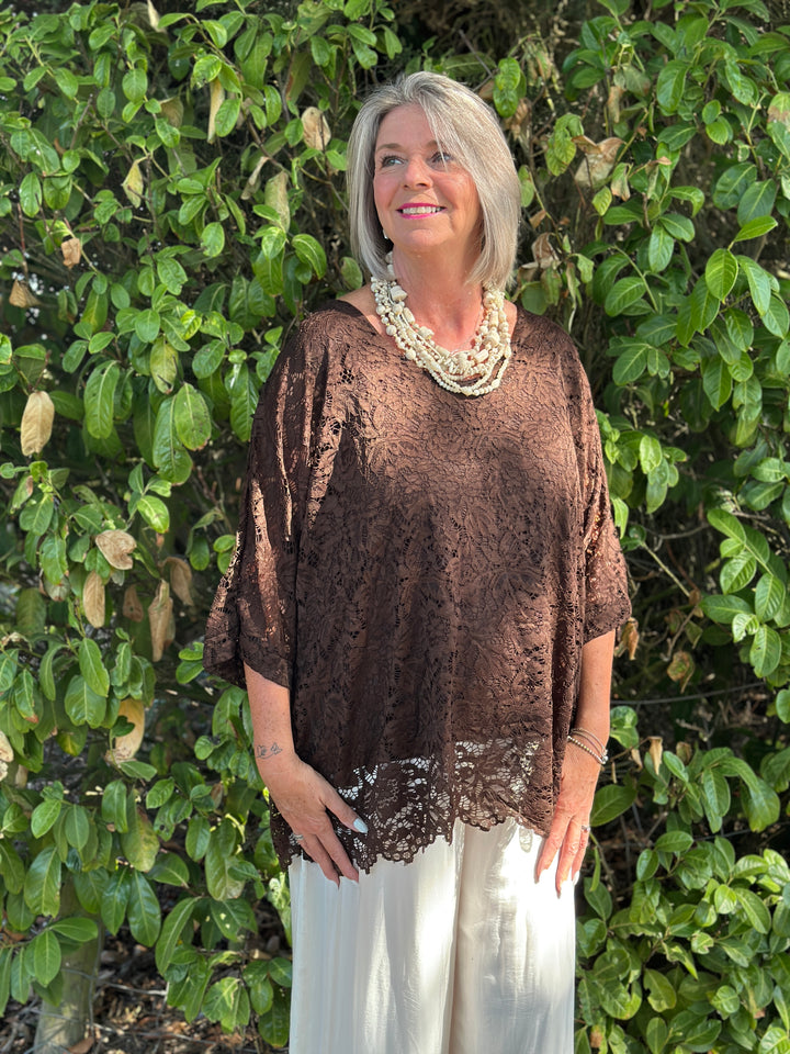 Isabelle Lace Top | Chocolate Brown