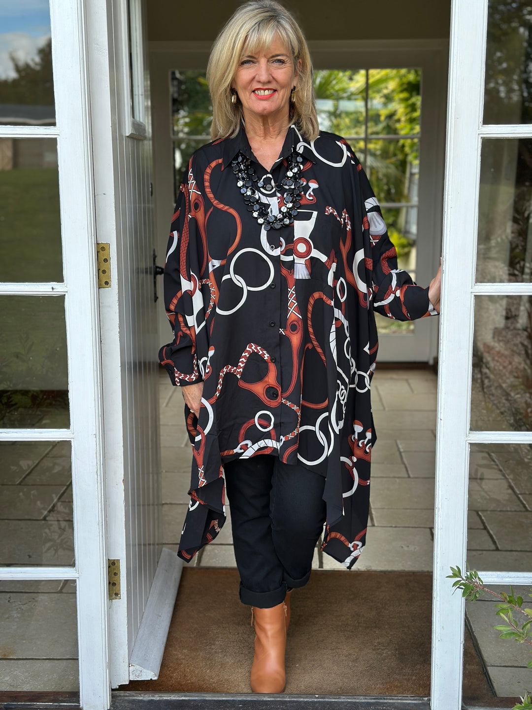 Asymmetric Abstract Shirt - Malissa J | Brown