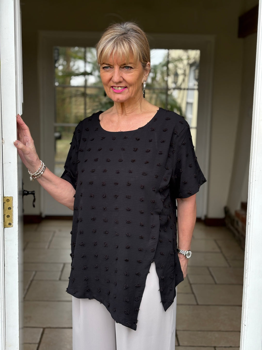 Woven Bobble T-Shirt Shoulder Pads Malissa J | Black - Mandy's Heaven 