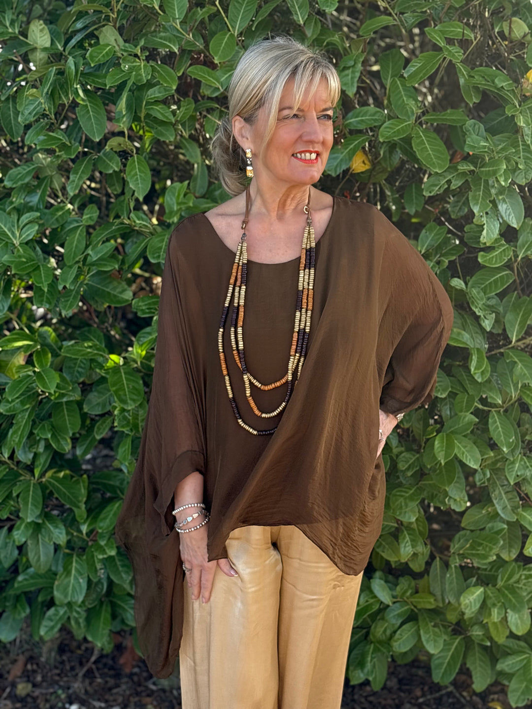 Mia Silk Blouse | Brown