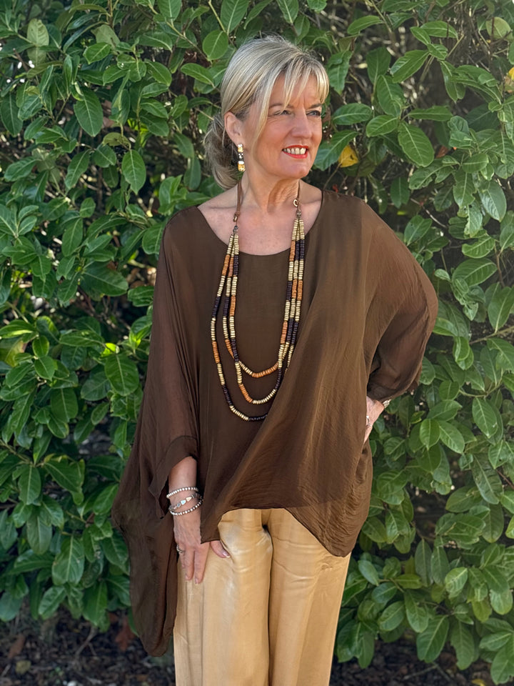 Mia Silk Blouse | Brown