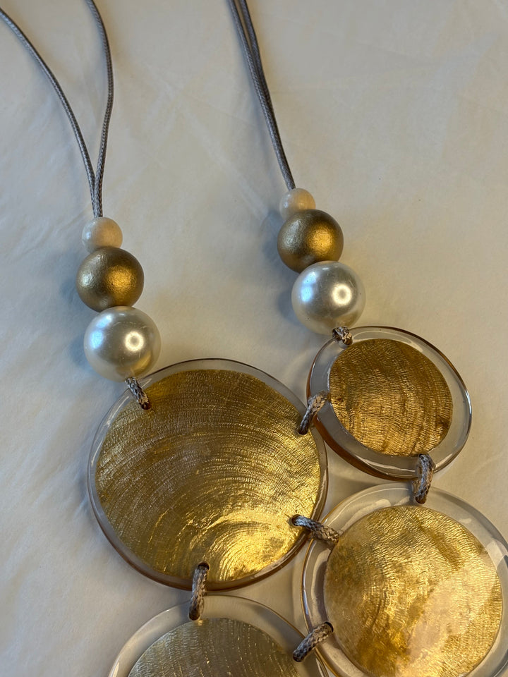 Metallic Multi Large Disc Necklace | Gold