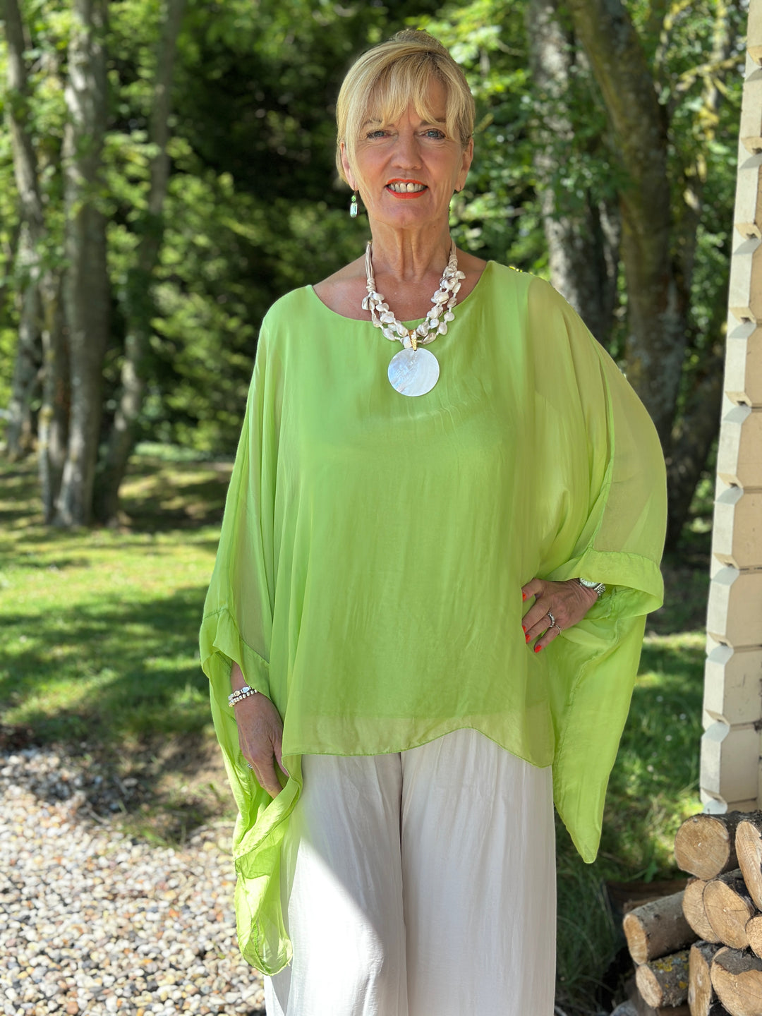 Mia Silk Blouse | Lime