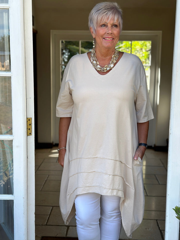 Seam Detail Tunic - ID Clothing | Beige