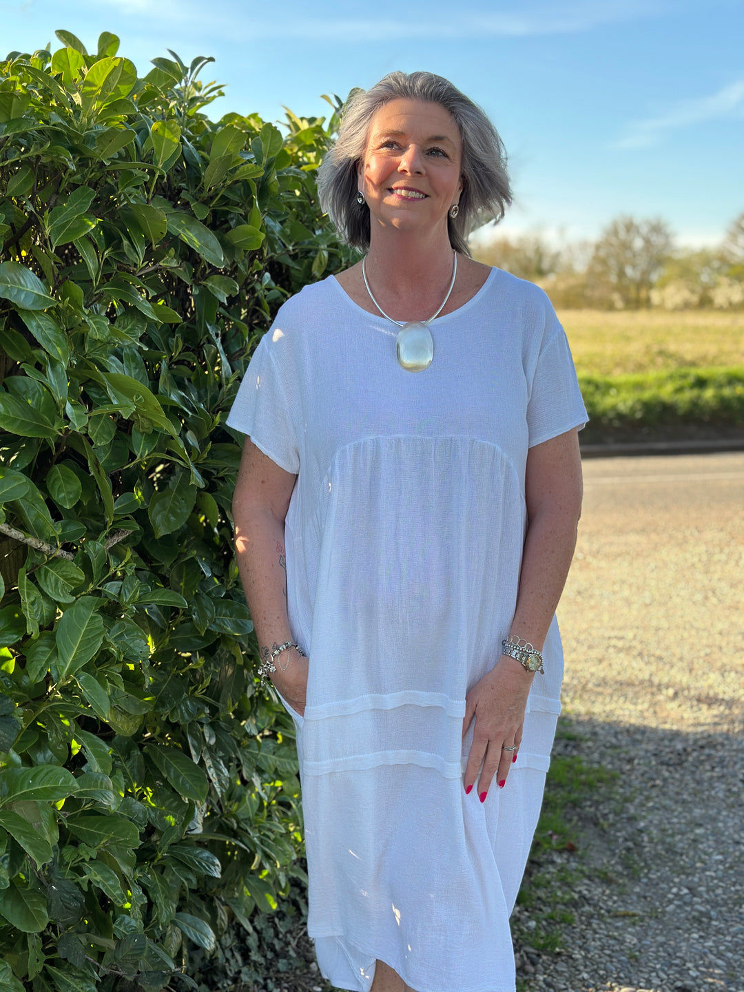 Relaxed Linen Dress | White