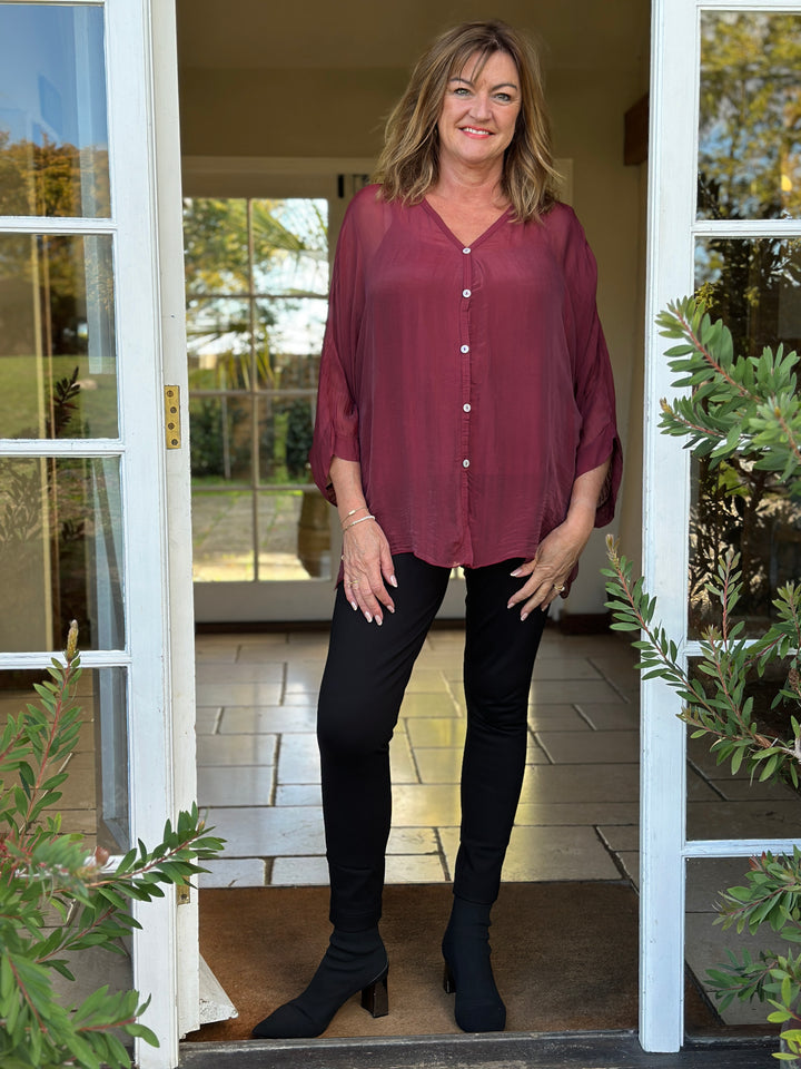 Naomi Silk Blouse | Merlot