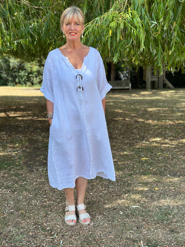 Positano Linen Dress | White