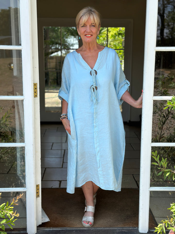 Positano Linen Dress | Soft Blue