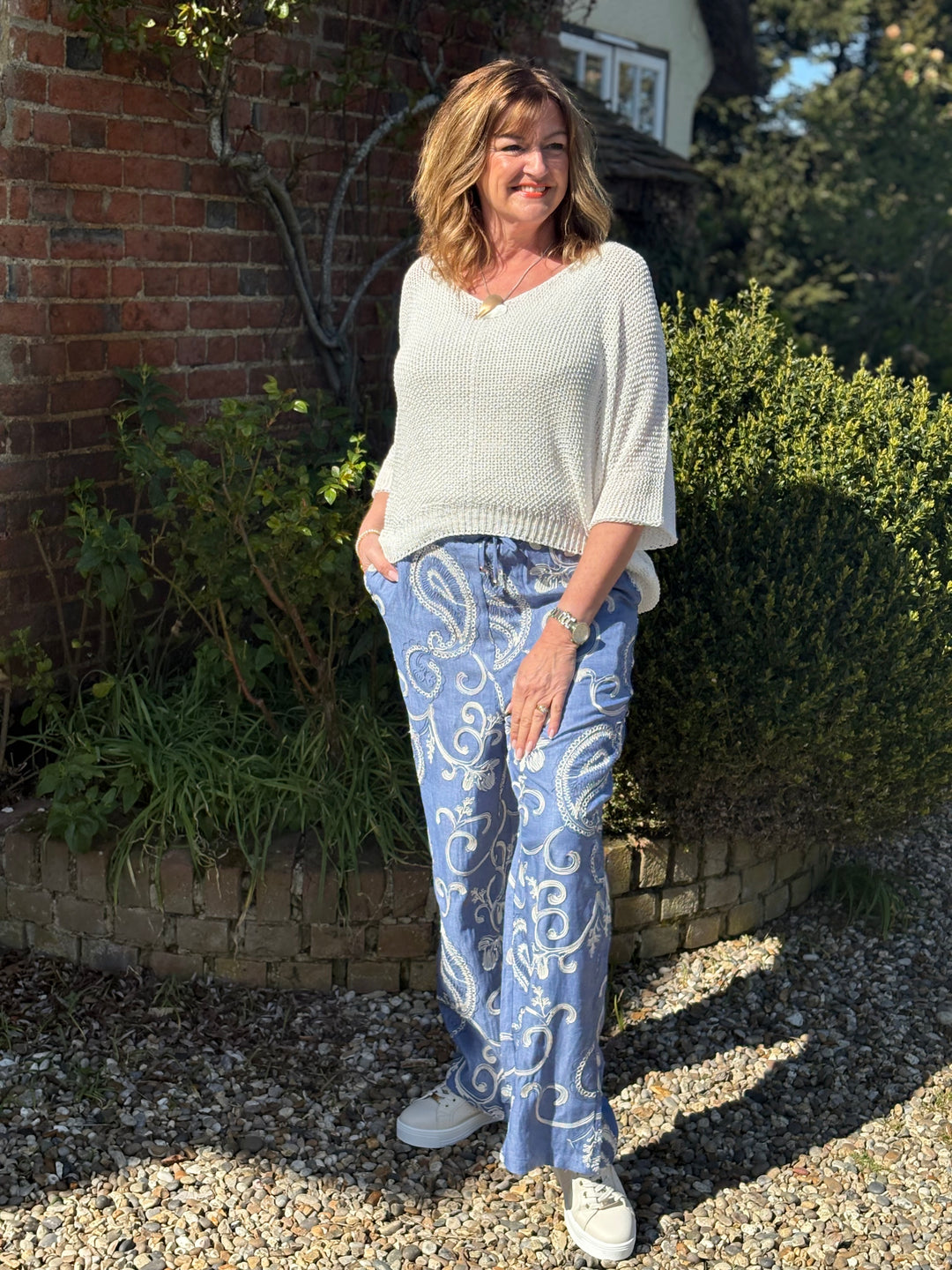 Embroidered Paisley Trousers - Malissa J | Blue