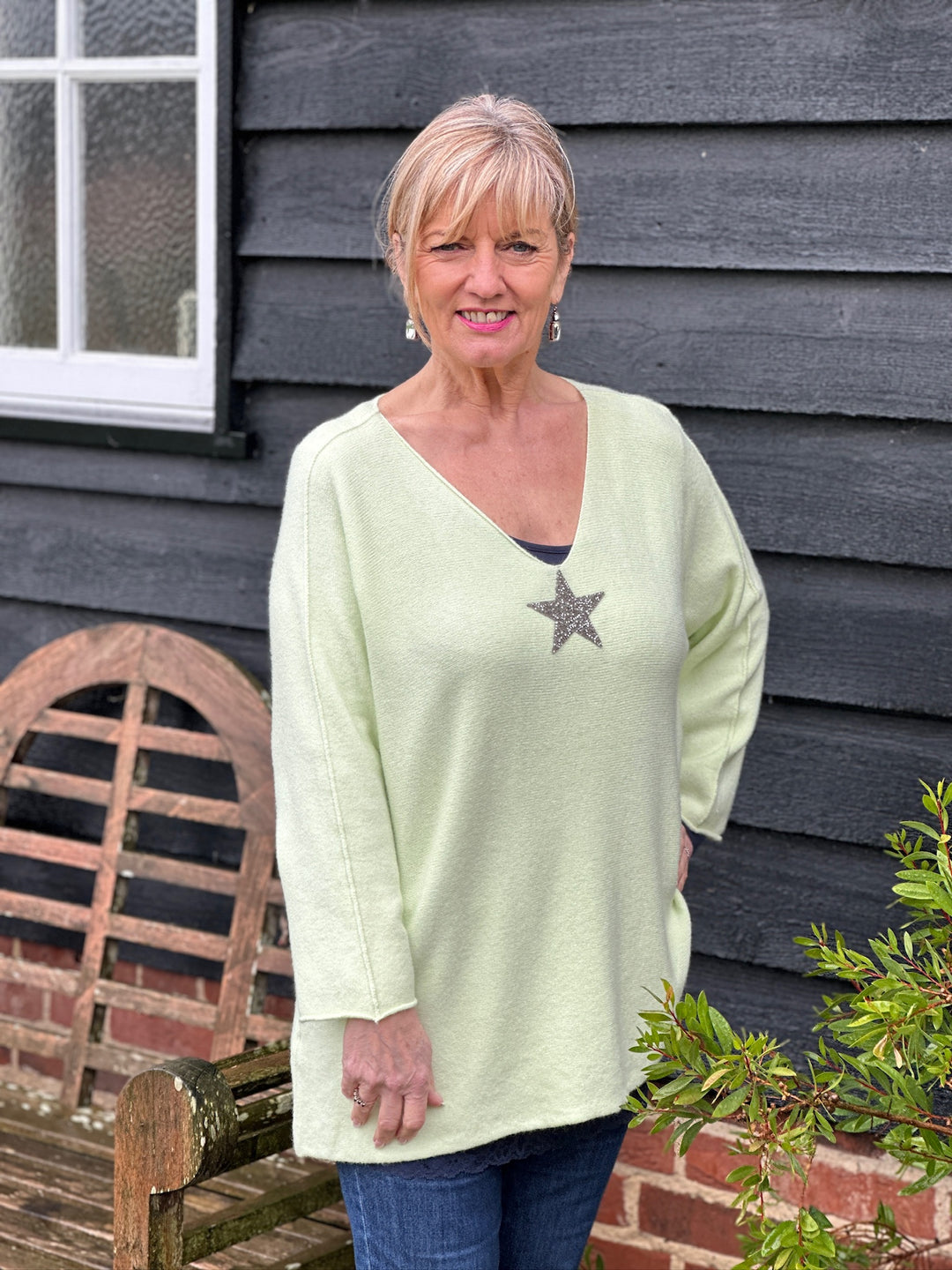 Embellished Star Knit Top | Lime - Mandy's Heaven 