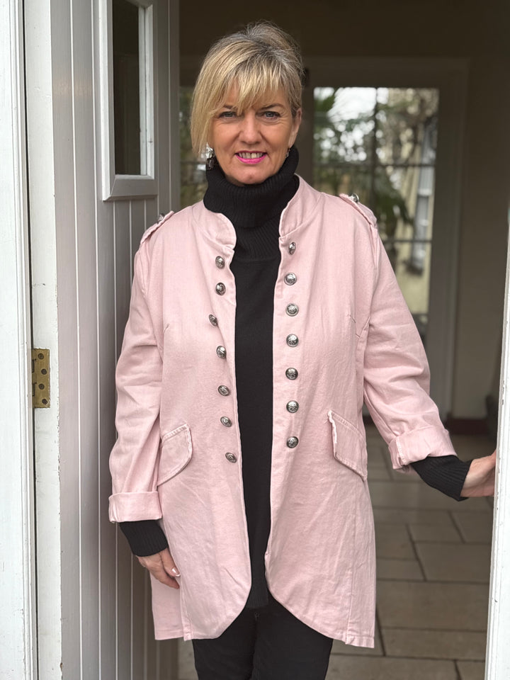 Button Front Military Style Jacket | Blush