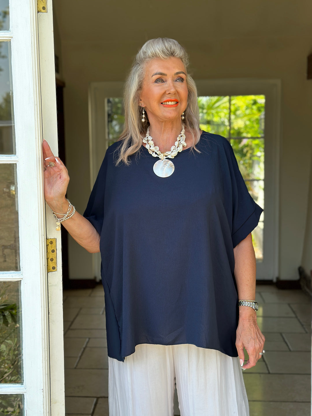Oversized Staple Top | Navy