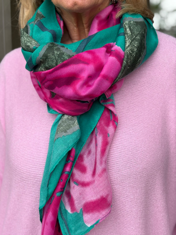 Roses Scarf | Cyan