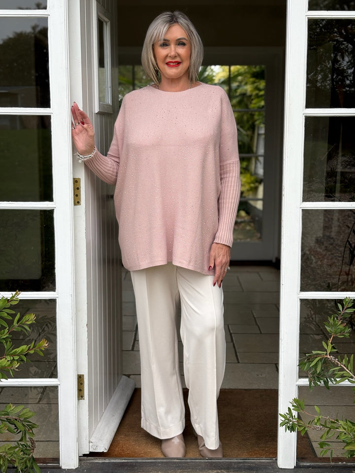 Diamante Knit Jumper | Soft Pink