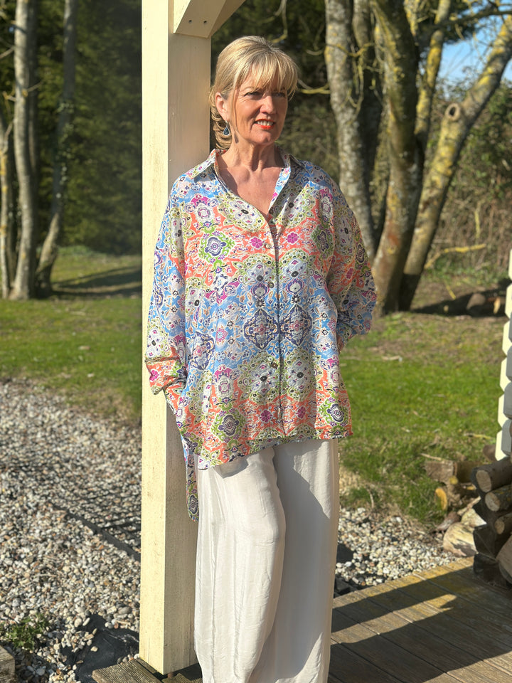 Baroque Print Shirt - Malissa J | Blue