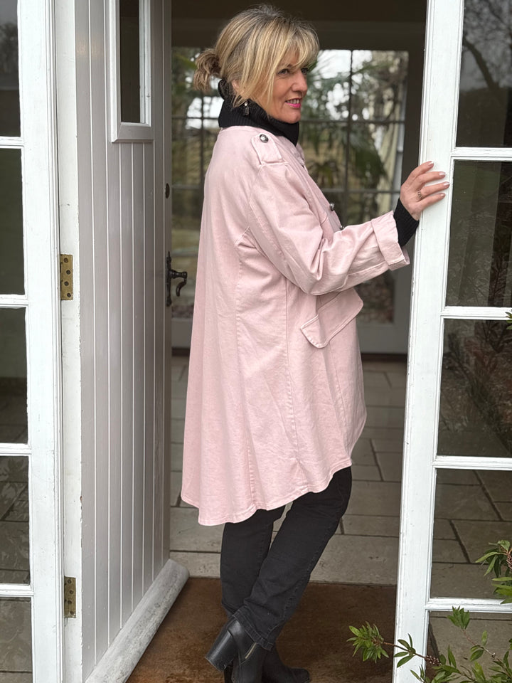 Button Front Military Style Jacket | Blush