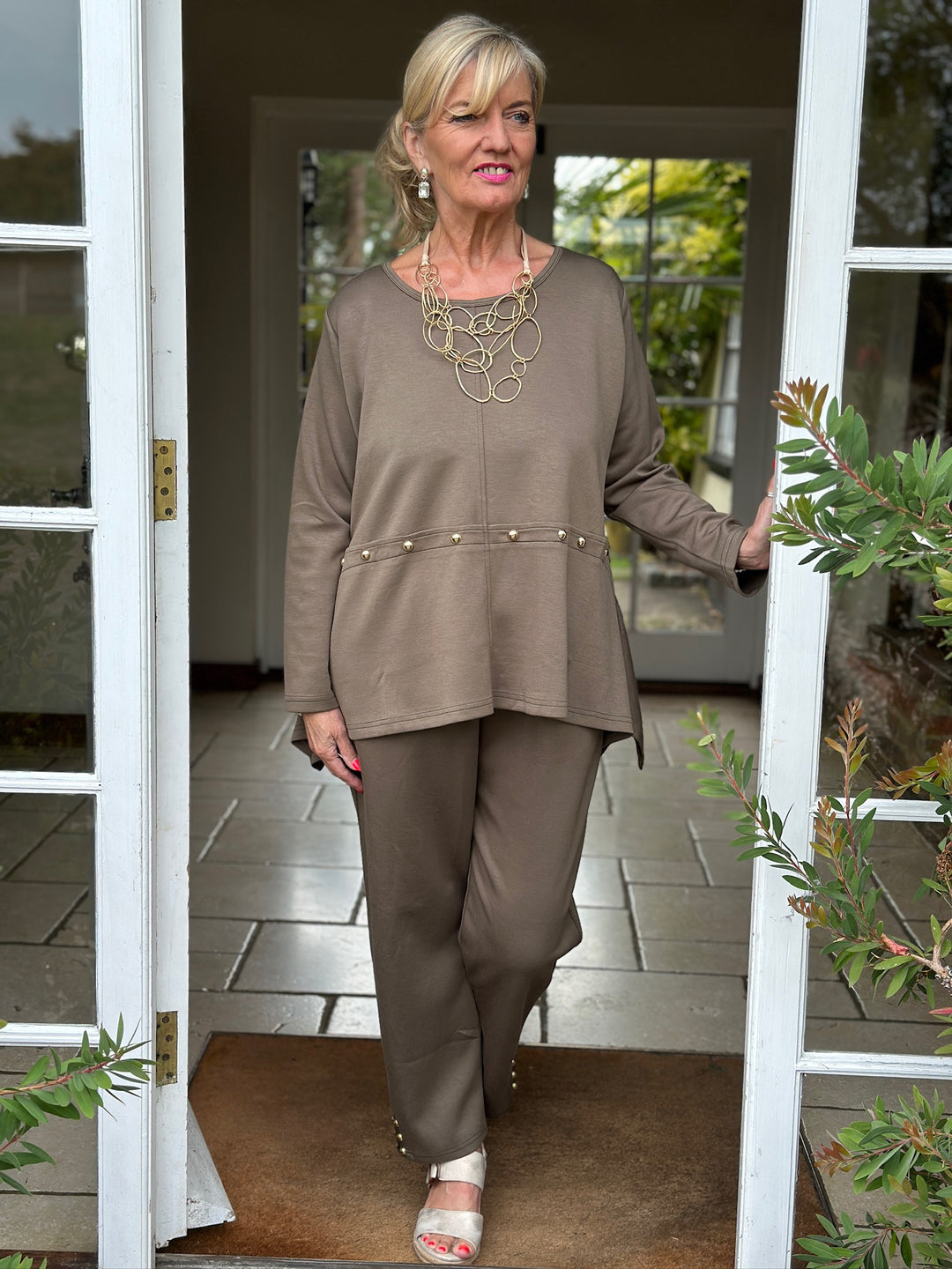 Studded Jersey Top - Malissa J | Khaki