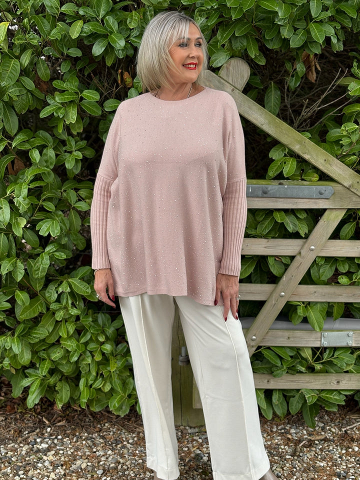 Diamante Knit Jumper | Soft Pink