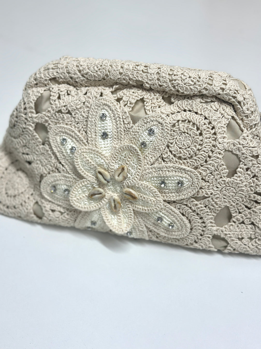 Crochet Shell Clutch Bag | Natural