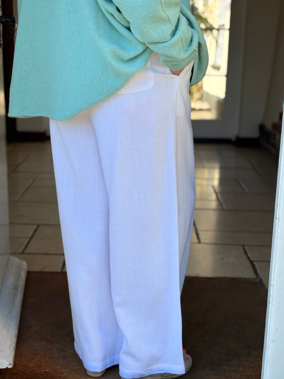 Linen-Blend Trousers | White