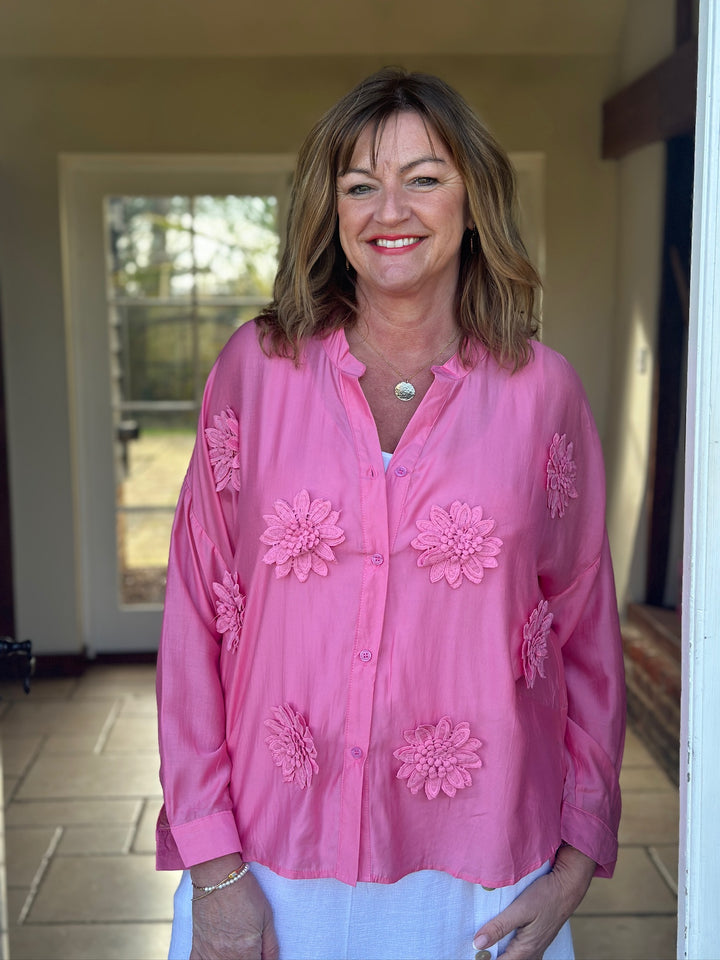 Blouse With Flower Detail  - Malissa J | Pink