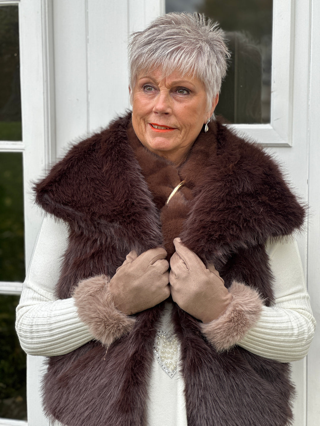 Faux Fur Suede Soft Touch Gloves - Malissa J | Mocha