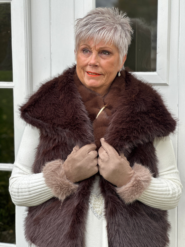 Faux Fur Suede Soft Touch Gloves - Malissa J | Mocha