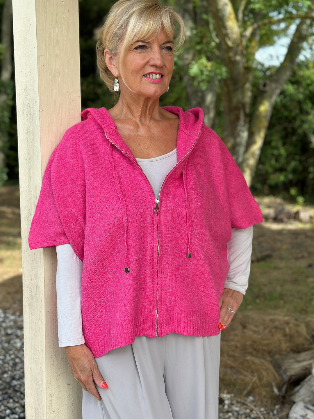 Boxy Knitted Hoodie - Malissa J | Fuchsia