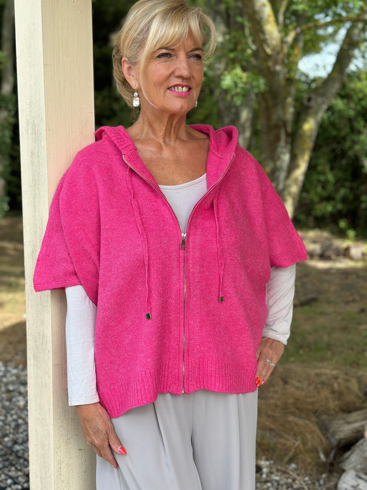 Boxy Knitted Hoodie - Malissa J | Fuchsia