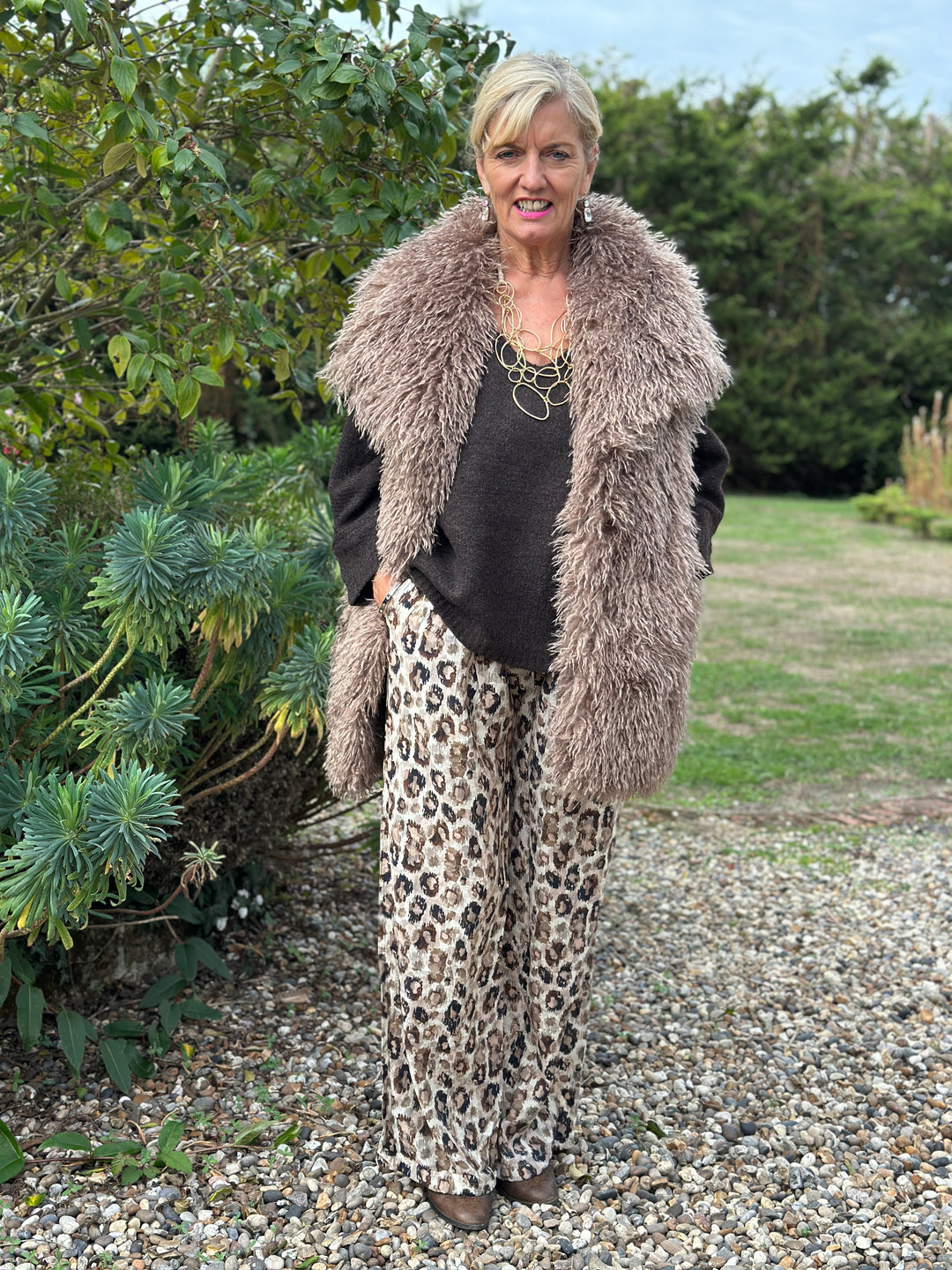 Leopard Print Toggle Leg Trousers - Malissa J