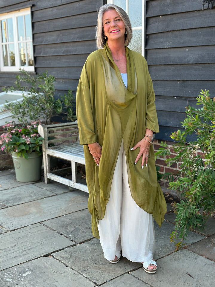 Silk Crossover Tunic | Olive