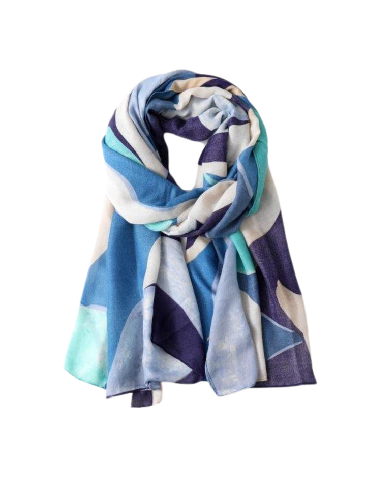 Large Leaves Scarf | Multi Blue