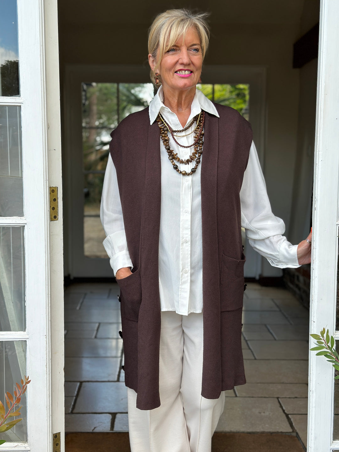 Button Pocket Gilet | Chocolate Brown
