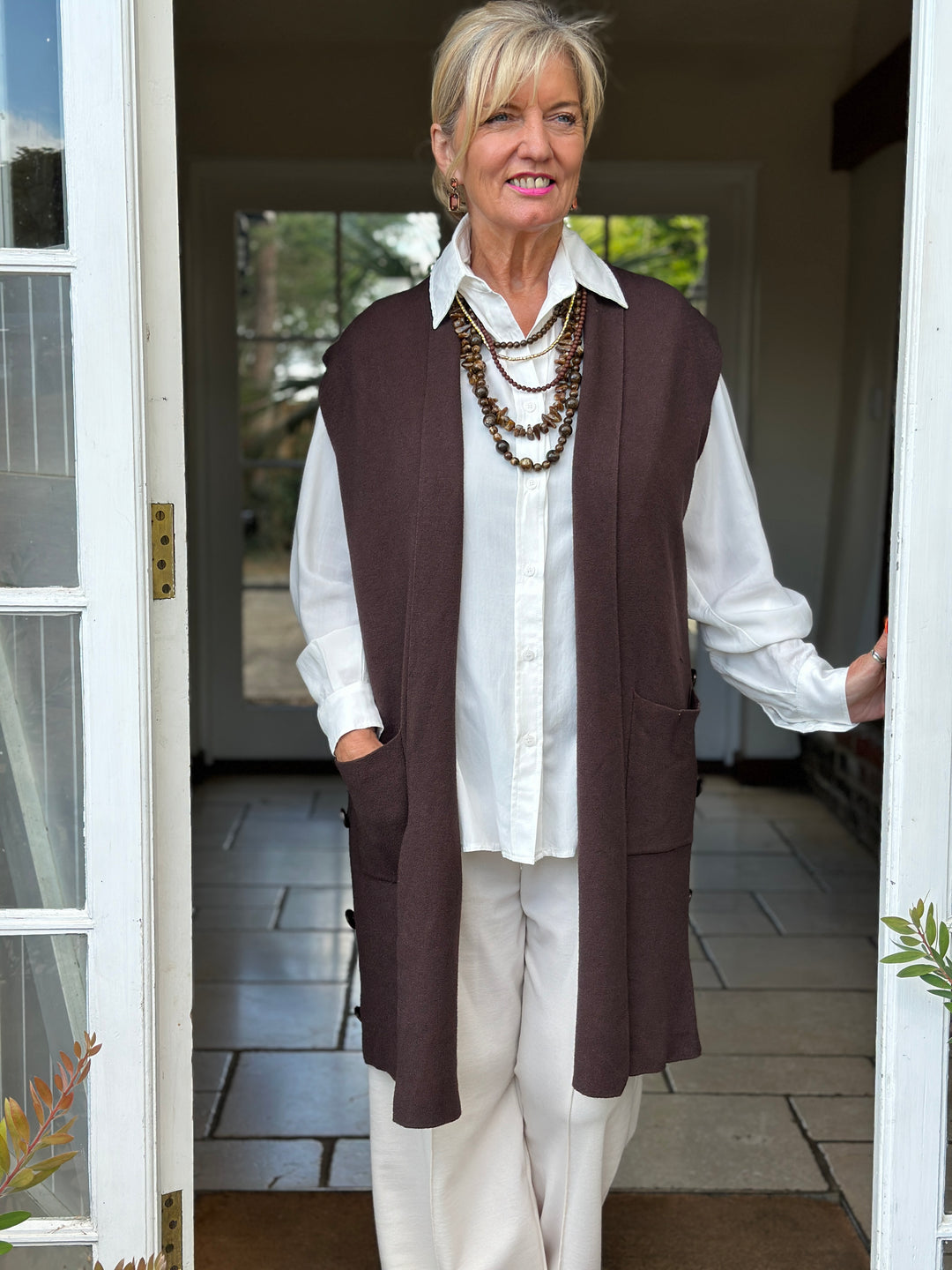 Button Pocket Gilet | Chocolate Brown