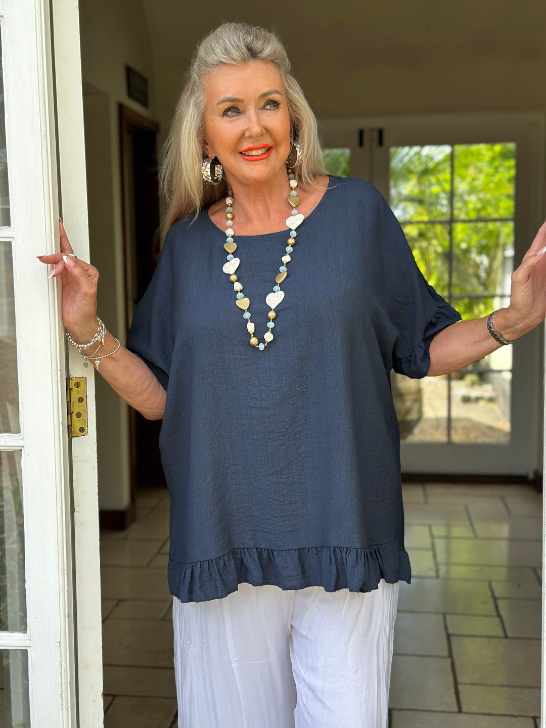 Rosie Ruffle Top | Navy