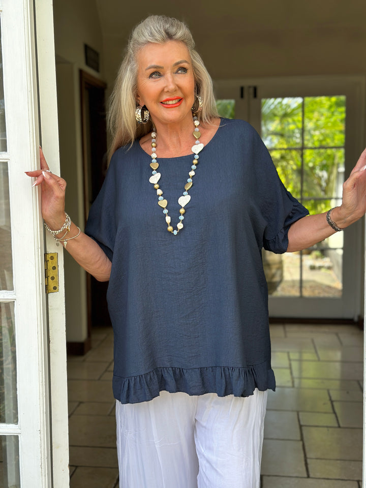 Rosie Ruffle Top | Navy