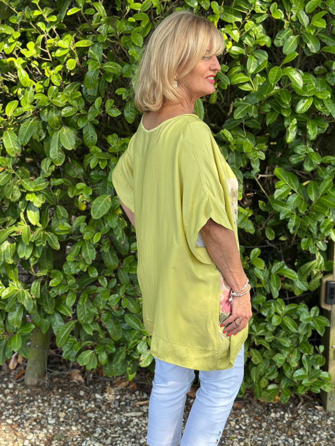 Floral Soft Ovesized Top | Lime