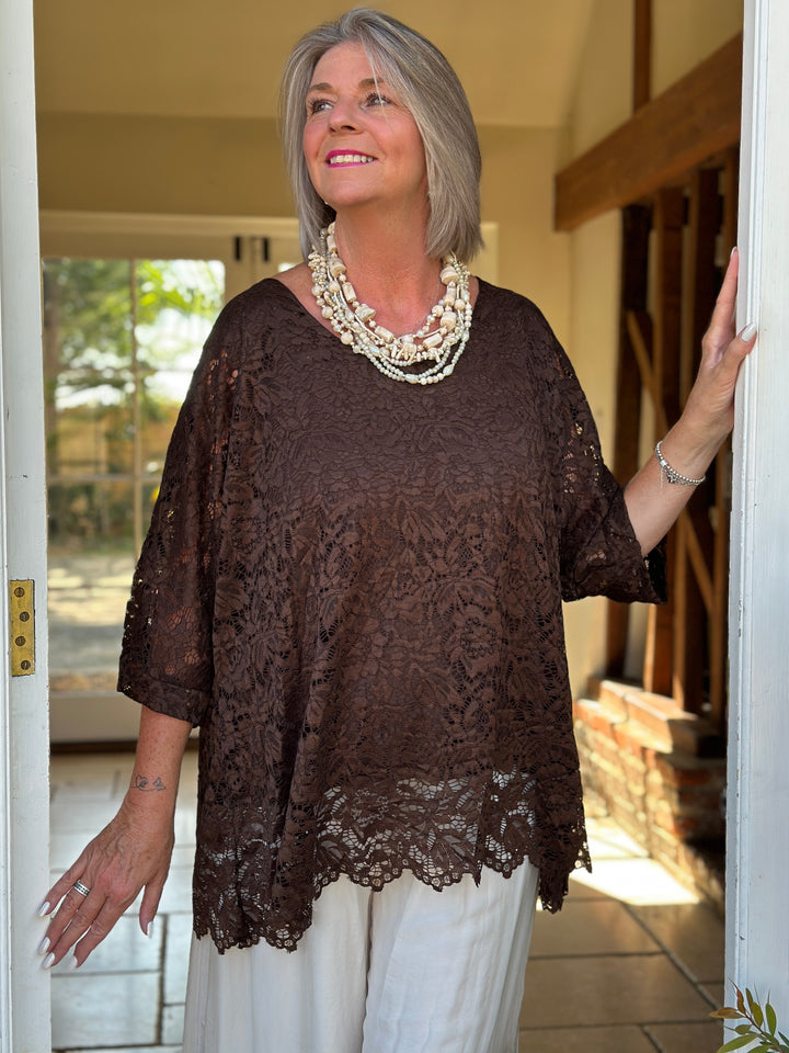 Isabelle Lace Top | Chocolate Brown