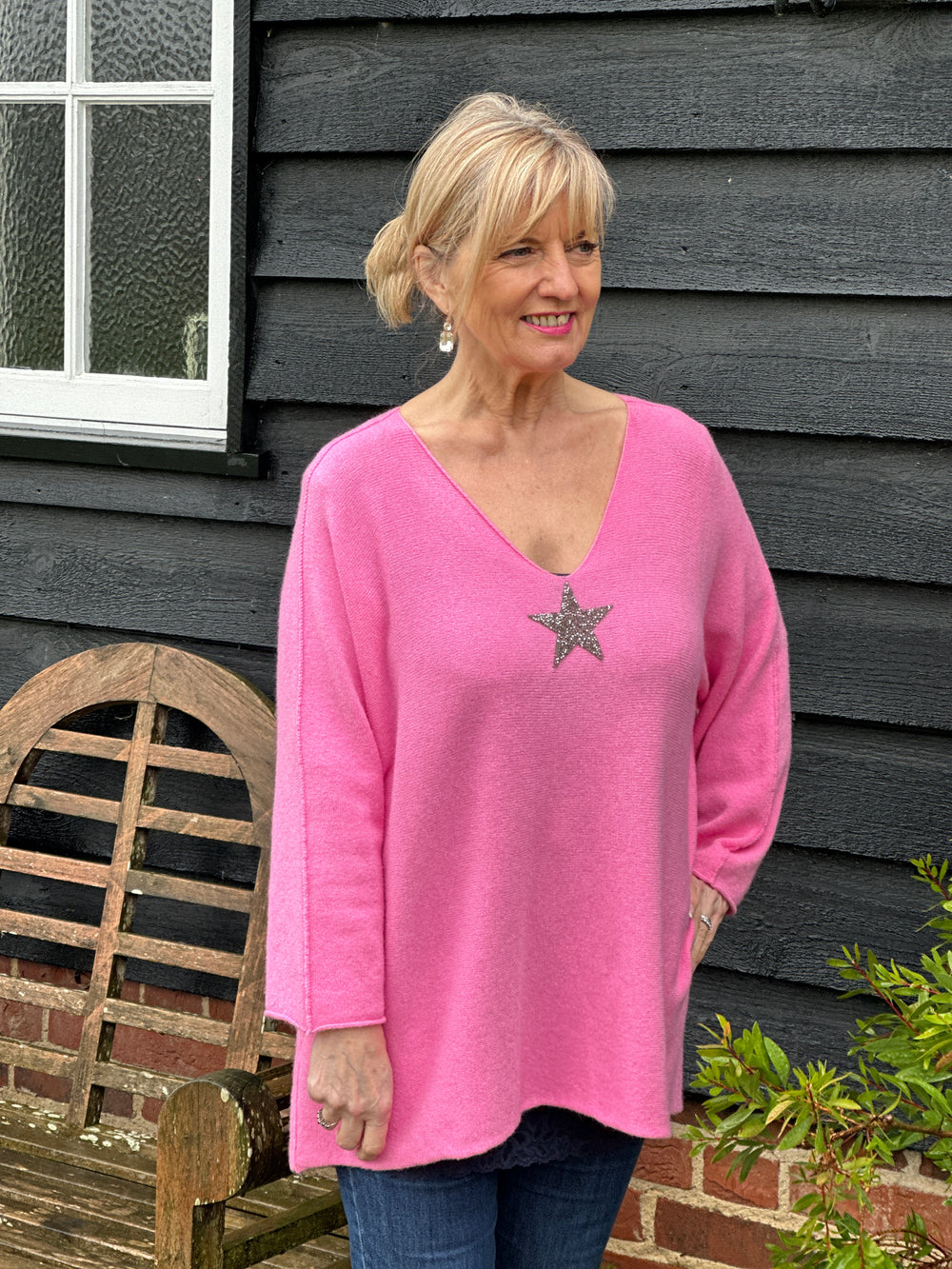 Embellished Star Knit Top | Pink - Mandy's Heaven 