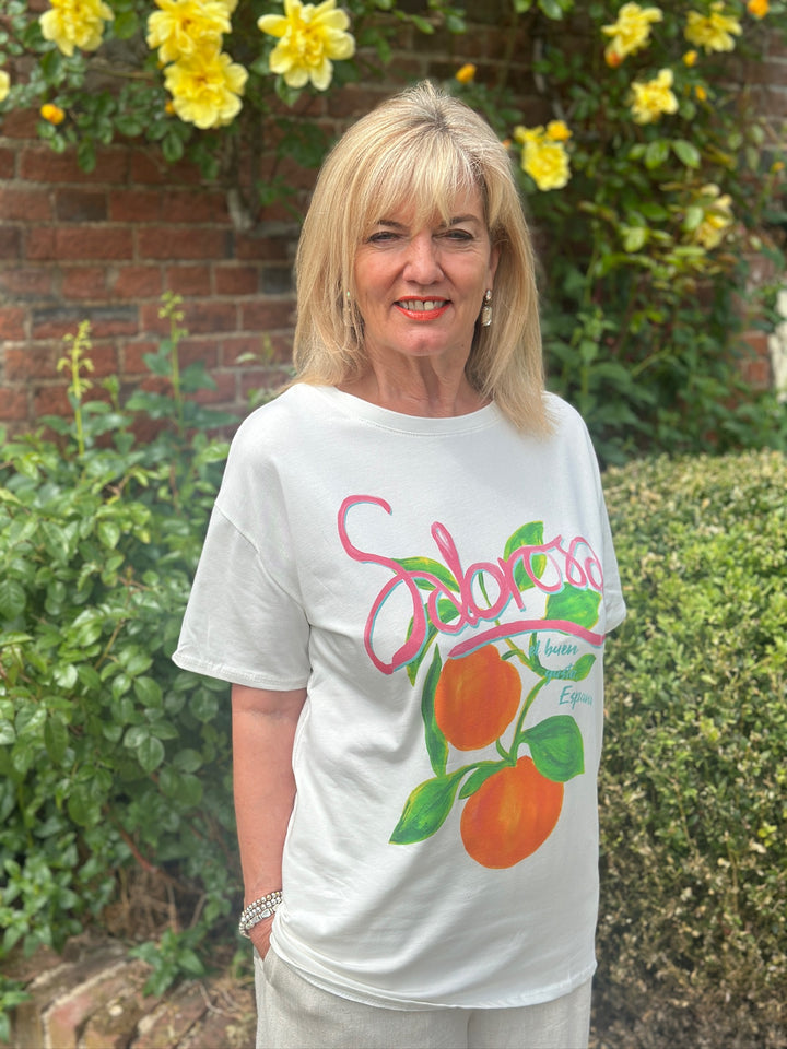 Spanish Orange Motif T-Shirt | White