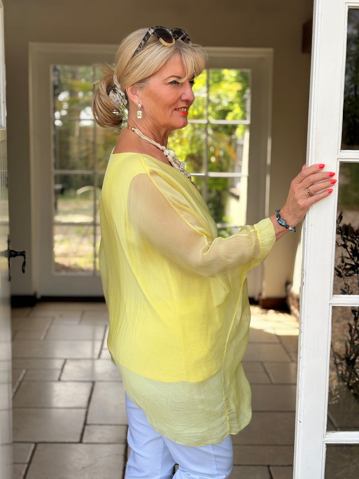 Mia Silk Blouse | Lemon