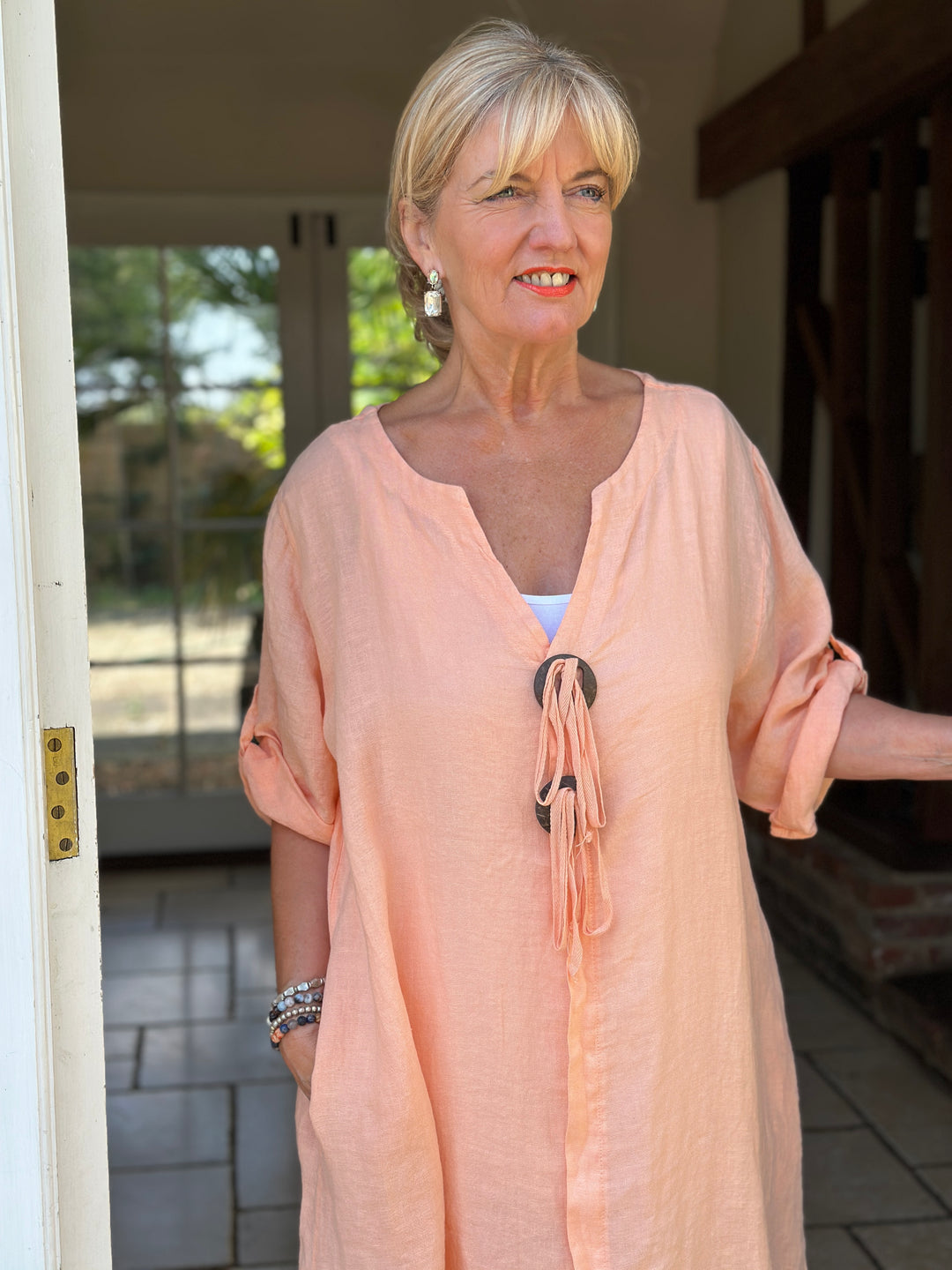 Positano Linen Dress | Peach