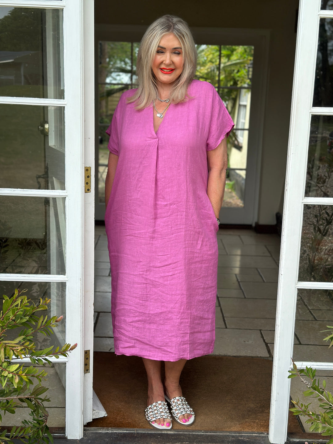 Linen Tunic Dress | Raspberry